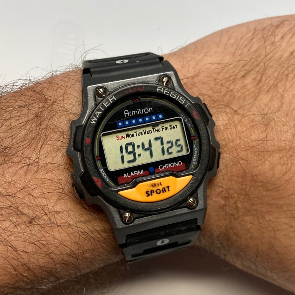 Armitron vintage digital watch, 40/6531, new battery, rubber strap